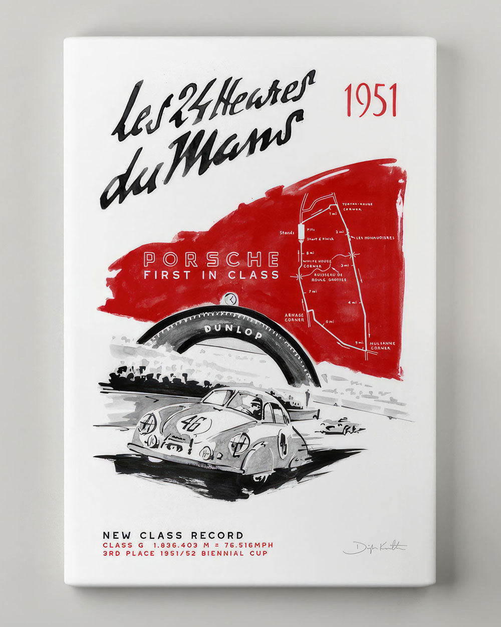 Porsche at LeMans 1951 "Victory" Gallery Wrap Canvas 24x36" Limited Edition of 25