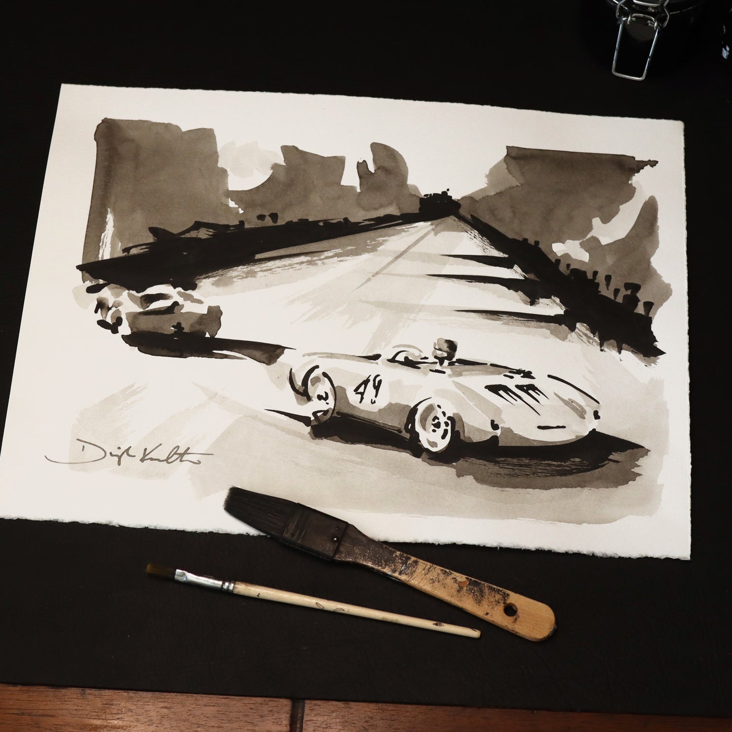 Porsche 550 at Le Mans Gesture 1: 11x14"