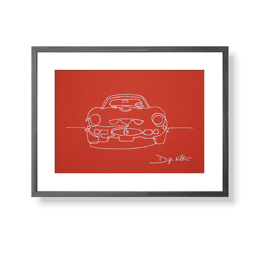 Ferrari 250 GTO - Silver on Red - Single Line Drawing