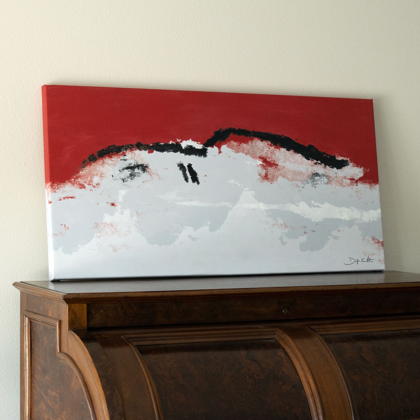 Ferrari 250 GTO Modern Expressive Mixed Media on Canvas: 24x48"