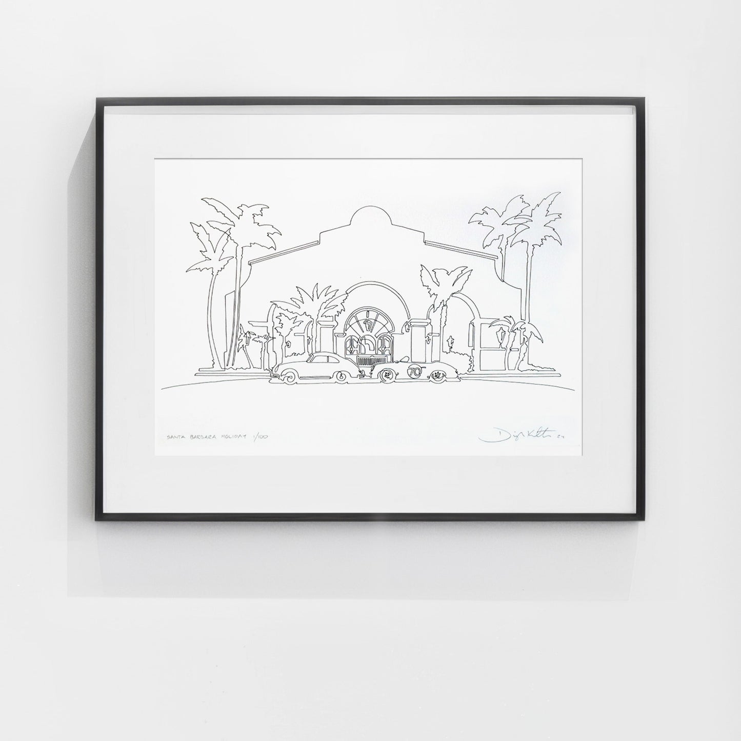 "Santa Barbara Holiday" Single Line Limited Edition Print