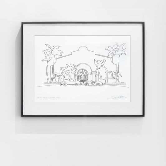 "Santa Barbara Holiday" Single Line Limited Edition Print