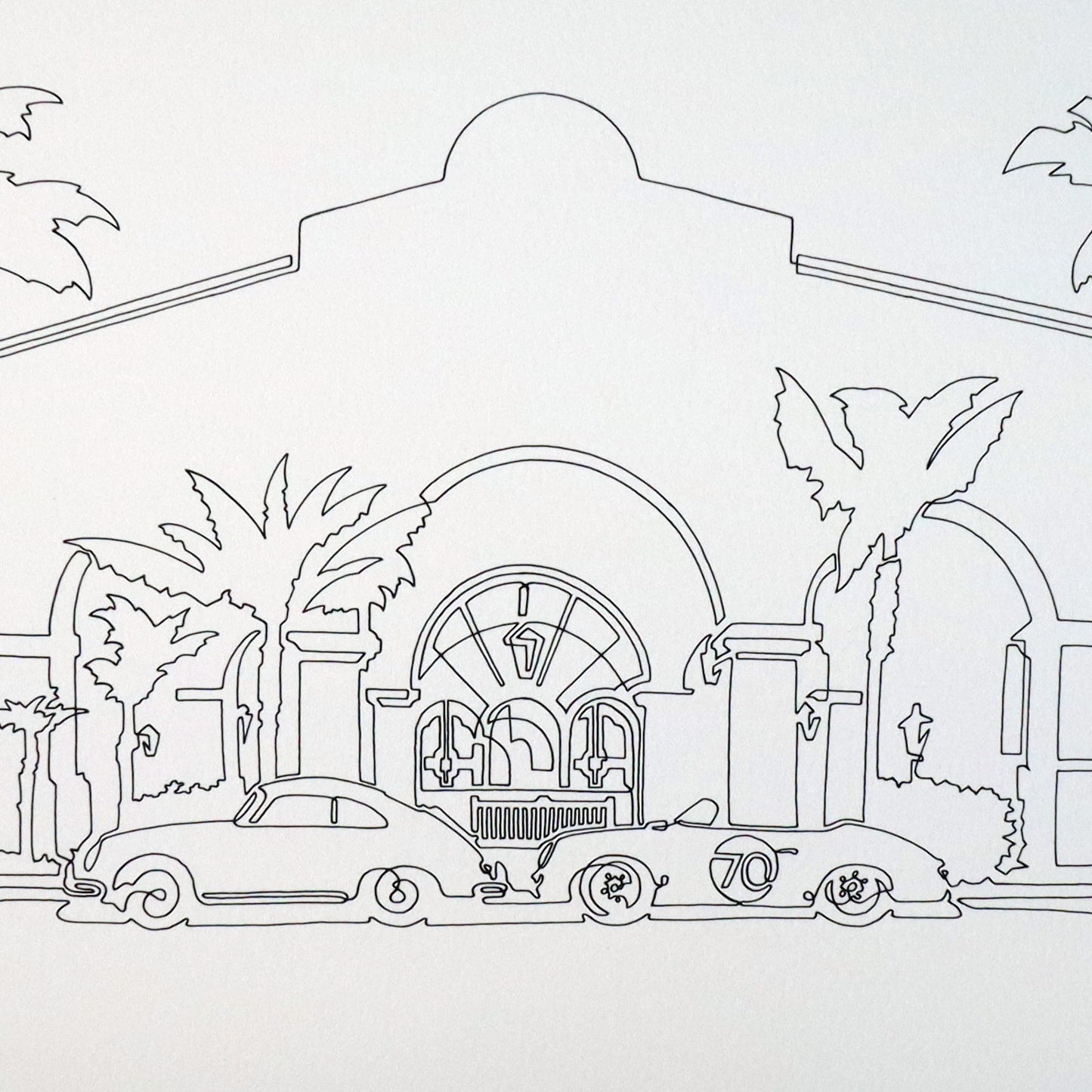 "Santa Barbara Holiday" Single Line Limited Edition Print