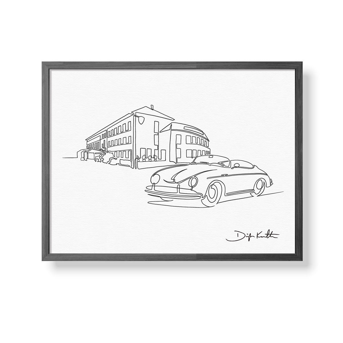 Porsche 356 at Werk One Single Line Drawing: Limited Edition Print